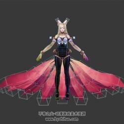 LOL英雄聯(lián)盟kda阿貍3dMax模型美術(shù)資源帶綁定奔跑動(dòng)作下載