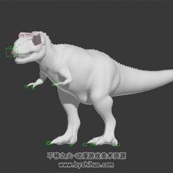 四邊面高精恐龍 3D白模 有綁定和待機動作