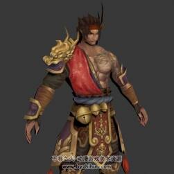 中式古裝持斧勇猛肌肉男 3dMax模型 四邊面