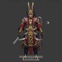 東方古代風(fēng)格 武將 3D模型 有綁定和動作
