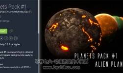 Unity3d 造型特異的太空星球模型包 Planets Pack #1 1.0