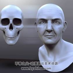 ZBrush人頭雕刻視頻教程 骨骼皮膚雕刻教學 附源文件