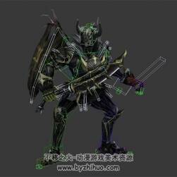 次世代 骷髏鎧甲戰(zhàn)士3D模型 有骨綁動(dòng)作
