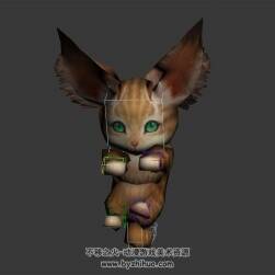 Q版長耳貓咪3dMax模型下載 帶骨骼全套動作分享