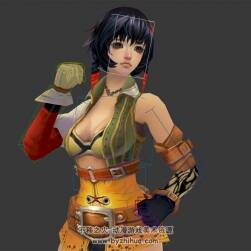 表情委屈的格斗風(fēng)蒸汽服裝女孩3DMax模型帶綁定擺pose下載