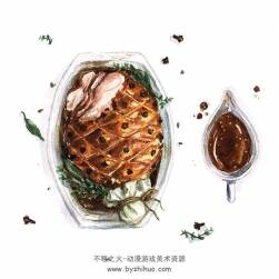 美味食物水彩手绘插画图集 含免扣PNG格式 49P