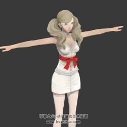 双马尾白色裙装女孩3DMax模型含贴图下载