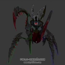 游戏怪物3DMax模型下载 黑化版螳螂带骨骼行走攻击待机动作