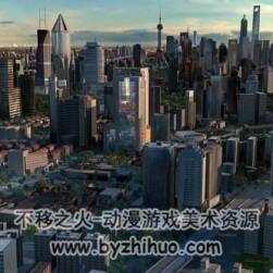 上海中心城市写实3DMax模型下载