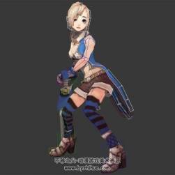 游戲角色美少女重劍待機(jī)動作3DMax模型帶綁定下載