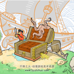 海盜寶箱插畫
