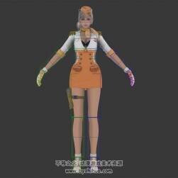游戲現(xiàn)代制服韓風(fēng)女槍手3DMax模型帶綁定下載