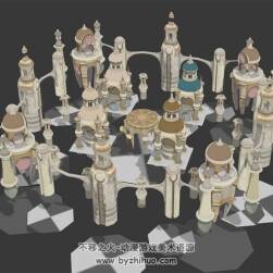 歐美風(fēng)浪漫建筑群 Max模型