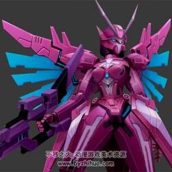 女性科幻機(jī)甲 含骨骼 3D模型