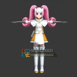 粉红卷发少女3D模型
