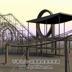 C4D乐园过山车3D模型下载