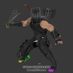 游戲角色人物忍龍落雷3DMax模型帶綁定連續(xù)攻擊動作下載
