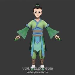中國(guó)古風(fēng)少年NPC 3D模型 有綁定和