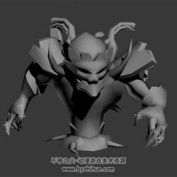 沒腿的惡魔怪物 3D模型 有怒吼的動作
