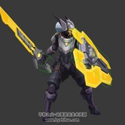 lol曙光女神蕾歐娜3DMax模型帶綁定pose動作下載