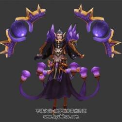基佬紫精靈耳法師 3D模型 有綁定和懸浮動作