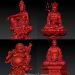 中国传统佛像花雕3D模型合辑 佛菩萨罗汉格式Max下载