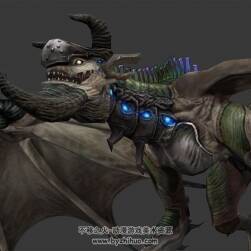 魔幻類游戲怪物BOSS飛龍3DMax模型帶綁定下載