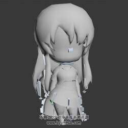 Q版萌萌的女孩行走动画3DMax模型带骨骼下载