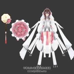 樂正綾婚嫁帶捧花合一把扇子3DMax模型帶貼圖下載