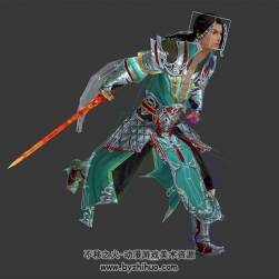 古裝武俠瀟灑劍客攻擊待機動作3DMax模型下載 帶綁定