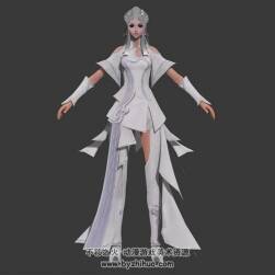 古裝仙衣飄飄游戲角色女子3DMax模型下載