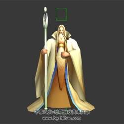 金發(fā)白袍巫師法師祭祀 3D模型 有綁定和動作