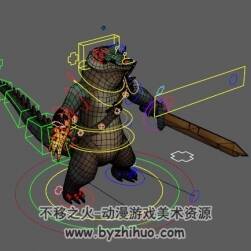 魔幻類游戲怪物鱷魚戰(zhàn)士Maya格式3D模型下載