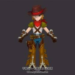 Q版牛仔男 卡通牛仔角色 3D模型