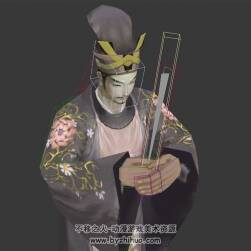 中式古裝角色文士謀士3DMax模型帶綁定全套動(dòng)作下載