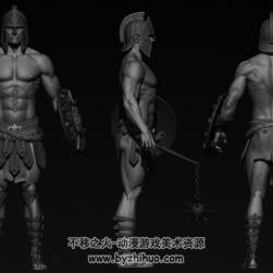 高品质罗马勇士战士3d模型四边面分享 含多种格式下载