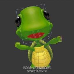 可愛的大眼綠烏龜3DMax模型帶綁定休閑待機(jī)動(dòng)作下載