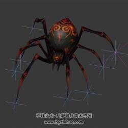 暗黑风格 怪物蜘蛛 3D模型 有绑定和原地待机
