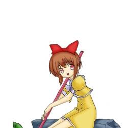 坐在石頭上的少女