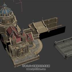 西方建筑 古典风格图书馆 四角面 3D模型百度网盘下载