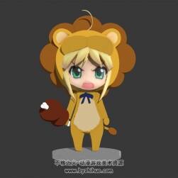 Fate/stay night Q版Saber3d游戲角色模型 四邊面 百度云分享