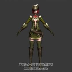 古代歐洲風(fēng)格紅發(fā)少女 3D模型 有綁定和動作