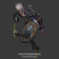 游戲怪物士卒骸骨3DMax模型帶綁定全套動(dòng)作下載