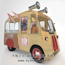 Ice Cream Truck C4D冰淇淋卡通汽車(chē)3D模型下載