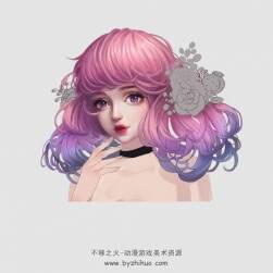 粉发少女彩色头像