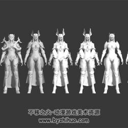 女法師套裝白模 3D模型 高模