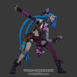 英雄聯(lián)盟lol 金克斯3DMax模型全套動作下載