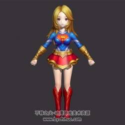 Q版女超 超級少女 卡通美少女超人 3D模型