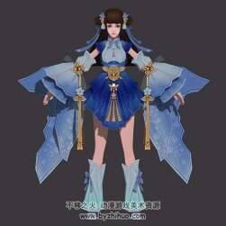 仙俠玄幻 少女時裝外觀 古風(fēng)藍(lán)色短裙 3D模型