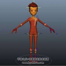 簡(jiǎn)易小男孩3DMaya模型下載帶貼圖綁定
